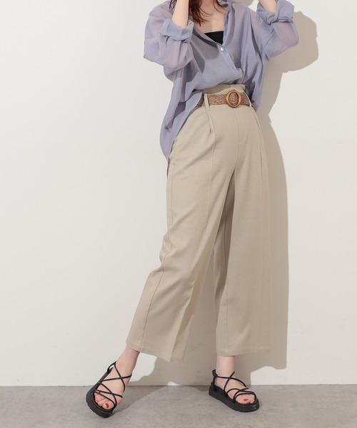 natural couture（ナチュラルクチュール）の「ストレッチリネンおしゃれベルト付きパンツ（その他パンツ・レディース・ブラック/ベージュ/ライトベージュ/グリーン・FREE）」の11枚目の写真