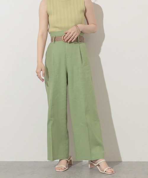natural couture（ナチュラルクチュール）の「ストレッチリネンおしゃれベルト付きパンツ（その他パンツ・レディース・ブラック/ベージュ/ライトベージュ/グリーン・FREE）」の22枚目の写真