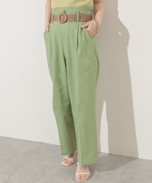 natural couture（ナチュラルクチュール）の「ストレッチリネンおしゃれベルト付きパンツ（その他パンツ・レディース・ブラック/ベージュ/ライトベージュ/グリーン・FREE）」の21枚目の写真