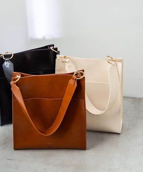 loti（ロティ）の「WEB限定 loti ワイドハンドルスクエアトート（トートバッグ・レディース・アイボリー/ブラック/ブラウン・FREE）」の15枚目の写真