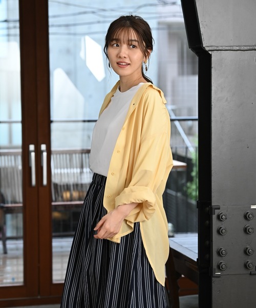 Rewde（ルゥデ）の「【雑誌掲載】袖ボリュームシアーシャツ（1R13-05141）（シャツ/ブラウス・レディース・ホワイト/ネイビー/イエロー・M）」の14枚目の写真