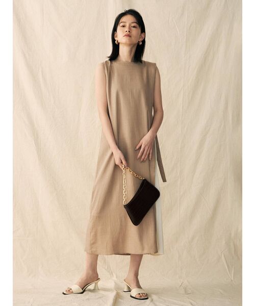 COTORICA（コトリカ）の「リネンライクプリーツ切替ワンピース（ワンピース・レディース・ブラック/ベージュ/カーキ・SMALL/MEDIUM）」の8枚目の写真