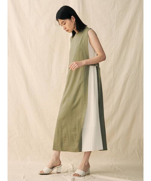 COTORICA（コトリカ）の「リネンライクプリーツ切替ワンピース（ワンピース・レディース・ブラック/ベージュ/カーキ・SMALL/MEDIUM）」の12枚目の写真
