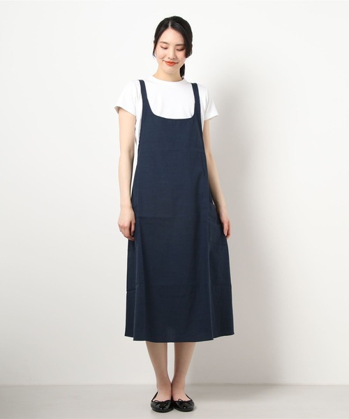 ABITOKYO(アビトーキョー)の「麻ライクロング丈Aラインフレアキャミサロペット(サロペット/オーバーオール・レディース・ブラック/ベージュ/ネイビー・FREE)」の3枚目の写真