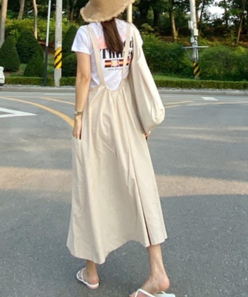 ABITOKYO(アビトーキョー)の「麻ライクロング丈Aラインフレアキャミサロペット(サロペット/オーバーオール・レディース・ブラック/ベージュ/ネイビー・FREE)」の5枚目の写真