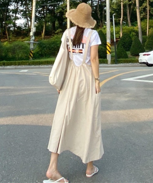 ABITOKYO(アビトーキョー)の「麻ライクロング丈Aラインフレアキャミサロペット(サロペット/オーバーオール・レディース・ブラック/ベージュ/ネイビー・FREE)」の7枚目の写真