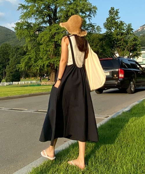 ABITOKYO(アビトーキョー)の「麻ライクロング丈Aラインフレアキャミサロペット(サロペット/オーバーオール・レディース・ブラック/ベージュ/ネイビー・FREE)」の14枚目の写真