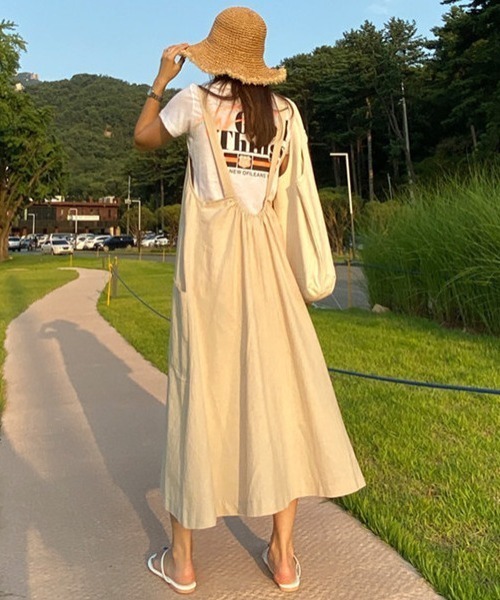 ABITOKYO(アビトーキョー)の「麻ライクロング丈Aラインフレアキャミサロペット(サロペット/オーバーオール・レディース・ブラック/ベージュ/ネイビー・FREE)」の20枚目の写真