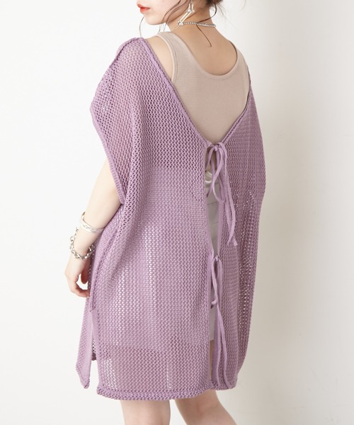 Chico（チコ）の「バックリボンメッシュベスト（ベスト・レディース・ホワイト/ブラック/ピンク・FREE）」の3枚目の写真