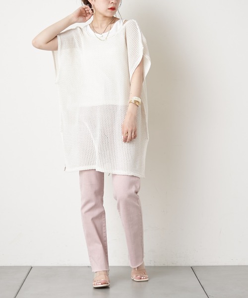 Chico（チコ）の「バックリボンメッシュベスト（ベスト・レディース・ホワイト/ブラック/ピンク・FREE）」の4枚目の写真