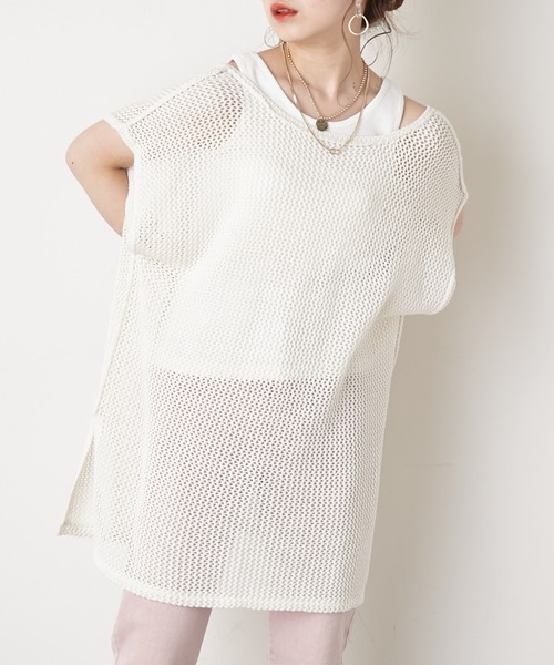 Chico（チコ）の「バックリボンメッシュベスト（ベスト・レディース・ホワイト/ブラック/ピンク・FREE）」の10枚目の写真