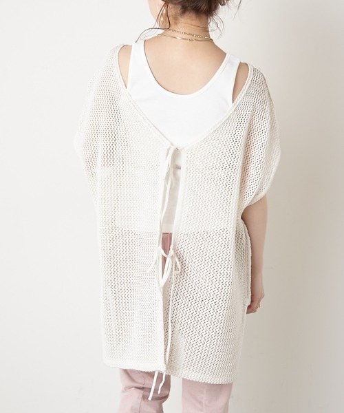 Chico（チコ）の「バックリボンメッシュベスト（ベスト・レディース・ホワイト/ブラック/ピンク・FREE）」の7枚目の写真