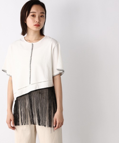 セール ハンドステッチフリンジtee Tシャツ カットソー Jeanasis ジーナシス のファッション通販 Zozotown