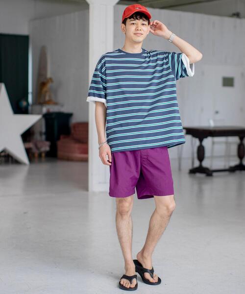 coen（コーエン）の「フェイクレイヤードマルチボーダーTシャツ（Tシャツ/カットソー・メンズ・ベージュ/ネイビー/オレンジ・SMALL/MEDIUM/LARGE/X-LARGE）」の10枚目の写真