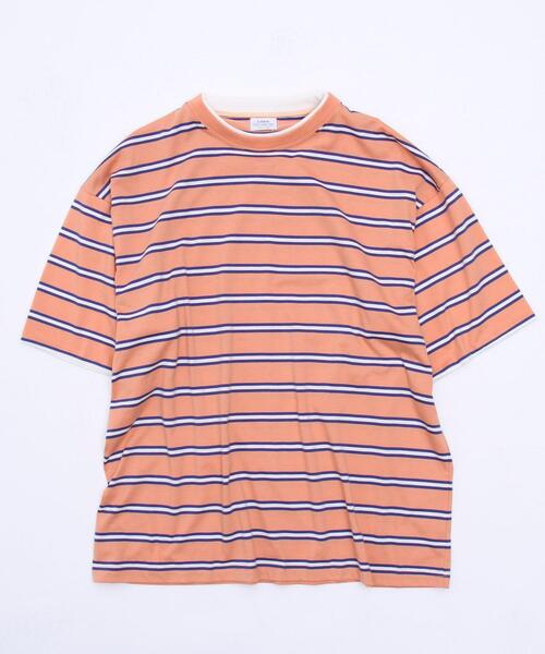 coen（コーエン）の「フェイクレイヤードマルチボーダーTシャツ（Tシャツ/カットソー・メンズ・ベージュ/ネイビー/オレンジ・SMALL/MEDIUM/LARGE/X-LARGE）」の12枚目の写真