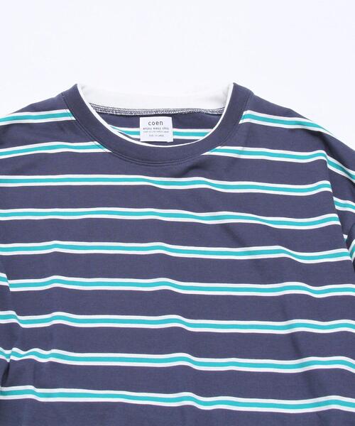 coen（コーエン）の「フェイクレイヤードマルチボーダーTシャツ（Tシャツ/カットソー・メンズ・ベージュ/ネイビー/オレンジ・SMALL/MEDIUM/LARGE/X-LARGE）」の14枚目の写真