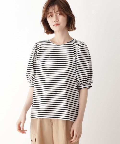 DRESKIP（ドレスキップ）の「◆ひんやり袖ギャザーTシャツ（Tシャツ/カットソー・レディース・ライトグレー系2/ブラック系2/オフホワイト/ブラック・02/04/03）」の8枚目の写真