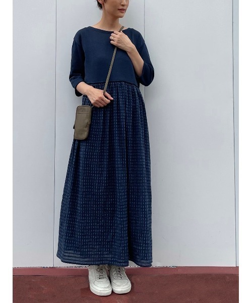 BEARDSLEY(ビアズリー)の「シワチェックニットコンビワンピース(ワンピース・レディース・ネイビー・FREE)」の13枚目の写真