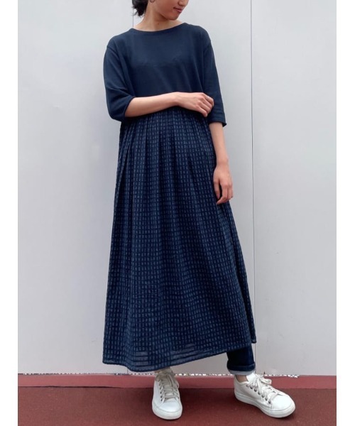 BEARDSLEY(ビアズリー)の「シワチェックニットコンビワンピース(ワンピース・レディース・ネイビー・FREE)」の17枚目の写真