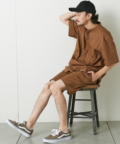 CIAOPANIC TYPY（チャオパニックティピー）の「【ZOZOTOWN限定】【セットアップ】タイプライターバンドカラーシャツ+バギーショーツ（セットアップ・メンズ・ブラウン/ブラック/ベージュ系その他・L/M）」の3枚目の写真