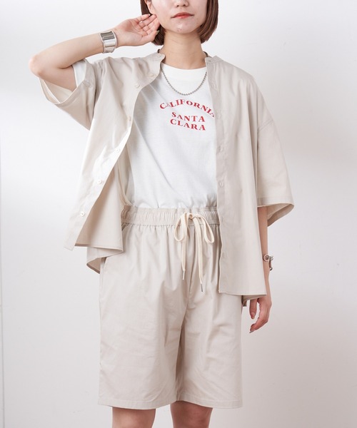 CIAOPANIC TYPY（チャオパニックティピー）の「【ZOZOTOWN限定】【セットアップ】タイプライターバンドカラーシャツ+バギーショーツ（セットアップ・メンズ・ブラウン/ブラック/ベージュ系その他・L/M）」の5枚目の写真