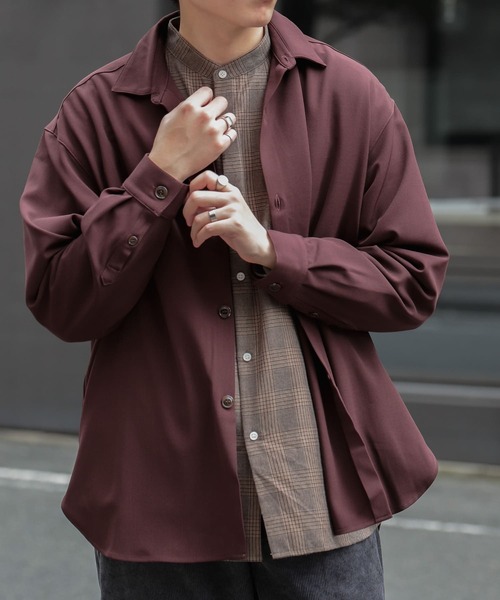 SENSE OF PLACE by URBAN RESEARCH（センスオブプレイスバイアーバンリサーチ）の「【セットアップ対応】カラールーズシャツB（シャツ/ブラウス・メンズ・ブラウン/ブラック/ライトブルー/ライトベージュ/チャコールグレー/ボルドー・MEDIUM/LARGE）」の6枚目の写真