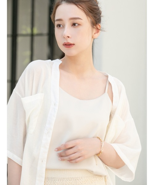 fifth（フィフス）の「マットサテンキャミソール（キャミソール・レディース・グリーン/アイボリー・MEDIUM）」の2枚目の写真