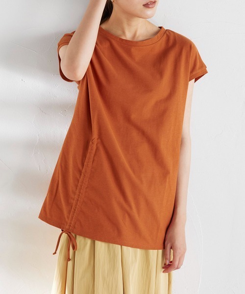 ketty(ケティ)の「アシンメトリーサイドシャーリングトップス ≪洗濯機で洗える≫(Tシャツ/カットソー・レディース・ブラック/ブラウン/ピンク/イエロー・M)」の13枚目の写真