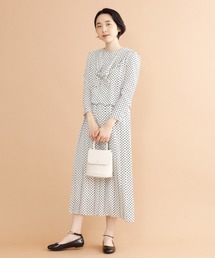 ブランド古着 Merlot Plus メルロープリュスのワンピース ホワイト 白色系 ドット柄 古着通販 Zozoused