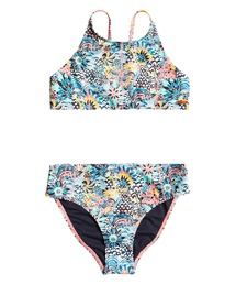 MARINE BLOOM CROP TO/ロキシーキッズビキニ(水着)