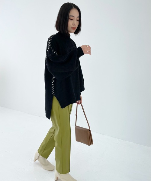 Meli rich（メリーリッチ）の「ハンドステッチ風。モックネックケーブルニット（ニット/セーター・レディース・ブラック/ベージュ/アイボリー/モカ・MEDIUM）」の15枚目の写真