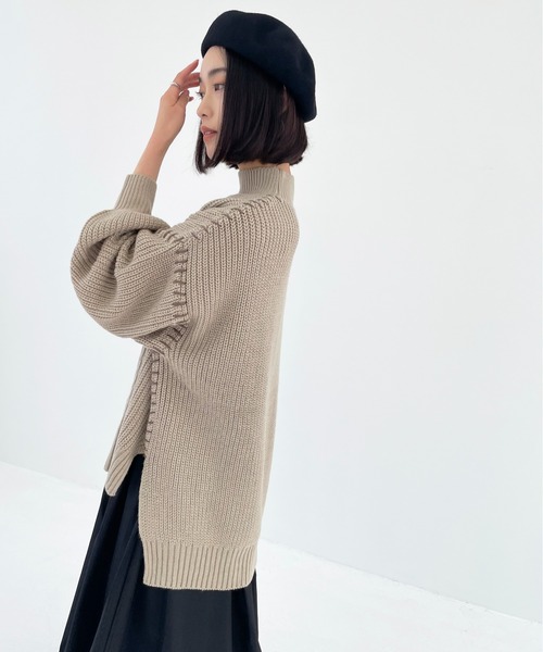 Meli rich（メリーリッチ）の「ハンドステッチ風。モックネックケーブルニット（ニット/セーター・レディース・ブラック/ベージュ/アイボリー/モカ・MEDIUM）」の16枚目の写真