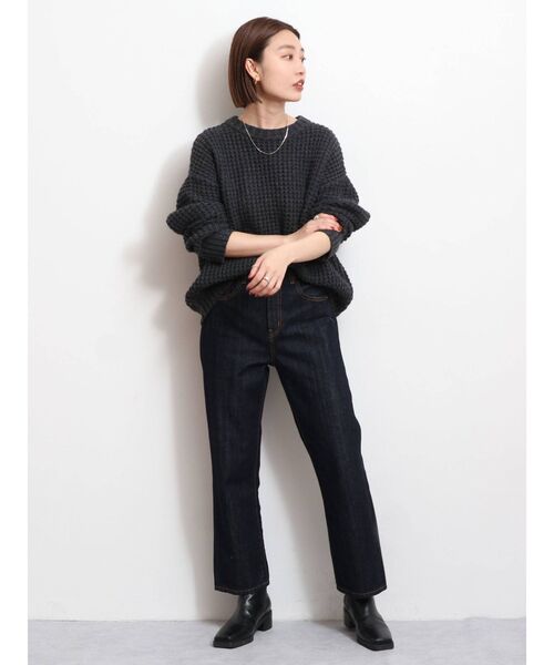 Ungrid(アングリッド)の「ルーズワッフルニット(ニット/セーター・レディース・オフホワイト/チャコールグレー/ピンク・FREE)」の9枚目の写真