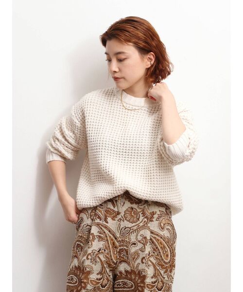 Ungrid(アングリッド)の「ルーズワッフルニット(ニット/セーター・レディース・オフホワイト/チャコールグレー/ピンク・FREE)」の11枚目の写真