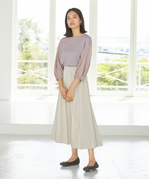 Rewde(ルゥデ)の「袖プリーツボリュームスリーブプルオーバー(1R15-08195)(Tシャツ/カットソー・レディース・ホワイト/ブラック/スモークピンク・M)」の4枚目の写真