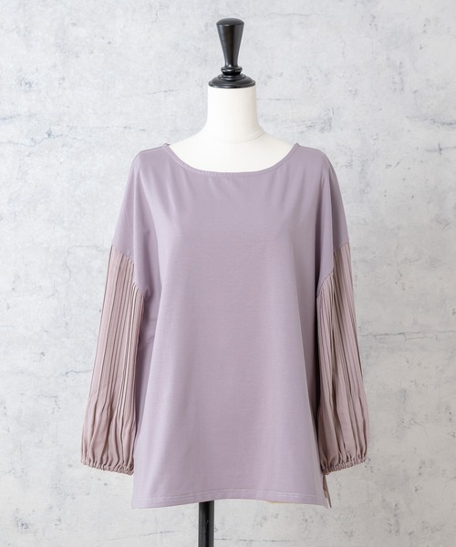 Rewde(ルゥデ)の「袖プリーツボリュームスリーブプルオーバー(1R15-08195)(Tシャツ/カットソー・レディース・ホワイト/ブラック/スモークピンク・M)」の14枚目の写真