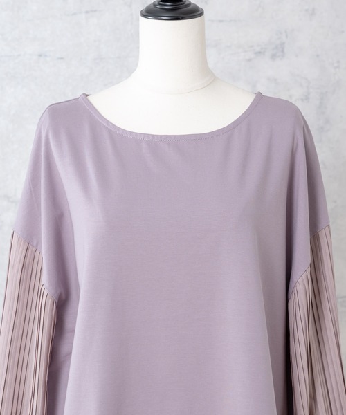Rewde(ルゥデ)の「袖プリーツボリュームスリーブプルオーバー(1R15-08195)(Tシャツ/カットソー・レディース・ホワイト/ブラック/スモークピンク・M)」の7枚目の写真
