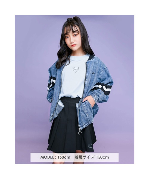 ZIDDY(ジディ)の「ZIDDY/ライン入り デニム ジャケット (130~160cm)(デニムジャケット・キッズ・ネイビー・130/140/150/160)」の8枚目の写真
