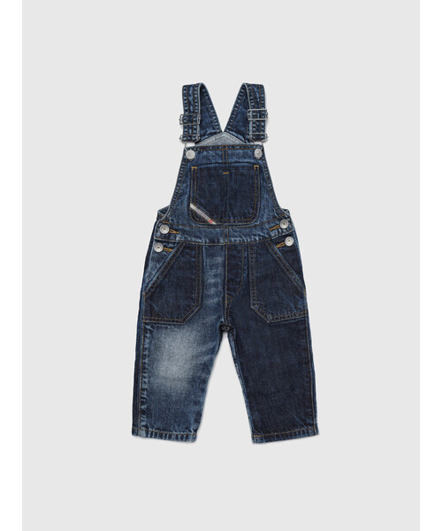 DIESEL（ディーゼル）の「DIESEL KID ベビー ユニセックス オーバーオール デニム　パッチワーク（サロペット/オーバーオール・キッズ・インディゴブルー・24M/12M）」の4枚目の写真