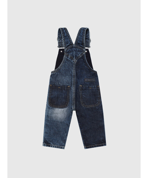 DIESEL（ディーゼル）の「DIESEL KID ベビー ユニセックス オーバーオール デニム　パッチワーク（サロペット/オーバーオール・キッズ・インディゴブルー・24M/12M）」の2枚目の写真
