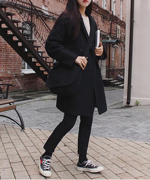 RUUX（ルーフ）の「あったか ダブル チェスターコート（チェスターコート・レディース・ブラック/ベージュ・M/L/XL/XXL/S）」の5枚目の写真