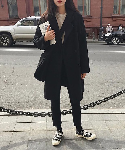 RUUX（ルーフ）の「あったか ダブル チェスターコート（チェスターコート・レディース・ブラック/ベージュ・M/L/XL/XXL/S）」の7枚目の写真