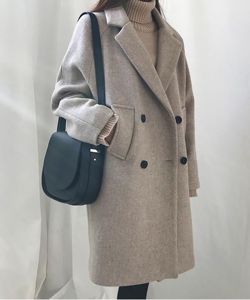 RUUX（ルーフ）の「あったか ダブル チェスターコート（チェスターコート・レディース・ブラック/ベージュ・M/L/XL/XXL/S）」の8枚目の写真