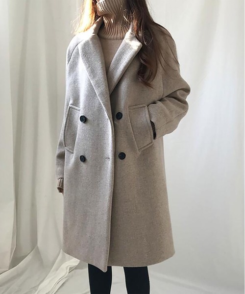 RUUX（ルーフ）の「あったか ダブル チェスターコート（チェスターコート・レディース・ブラック/ベージュ・M/L/XL/XXL/S）」の9枚目の写真