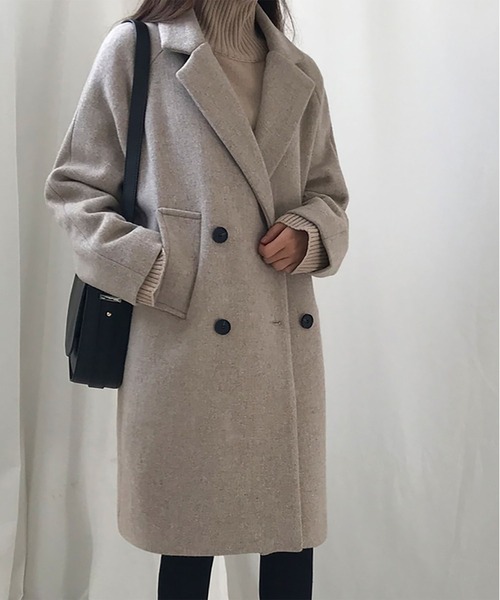 RUUX（ルーフ）の「あったか ダブル チェスターコート（チェスターコート・レディース・ブラック/ベージュ・M/L/XL/XXL/S）」の10枚目の写真