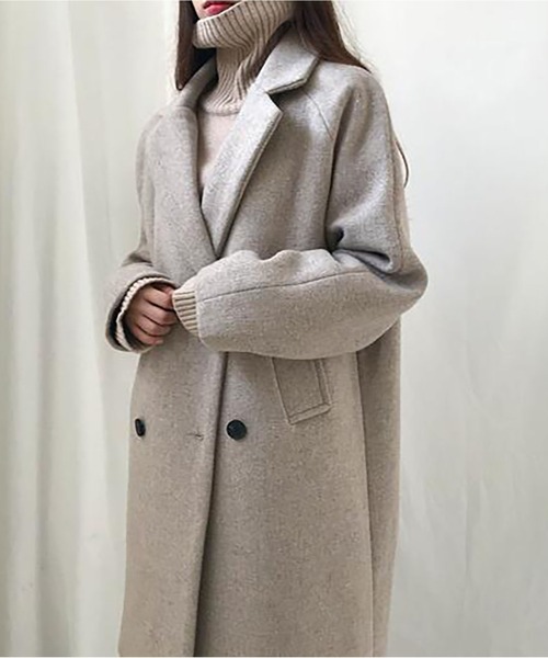 RUUX（ルーフ）の「あったか ダブル チェスターコート（チェスターコート・レディース・ブラック/ベージュ・M/L/XL/XXL/S）」の13枚目の写真