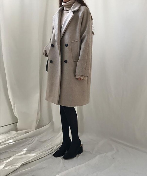 RUUX（ルーフ）の「あったか ダブル チェスターコート（チェスターコート・レディース・ブラック/ベージュ・M/L/XL/XXL/S）」の15枚目の写真