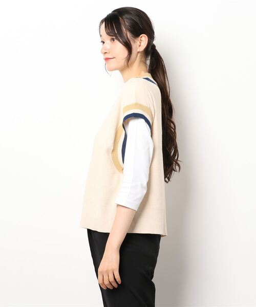 Lugnoncure（ルノンキュール）の「Vネックベスト（ベスト・レディース・ブラウン/グレー/オフホワイト・ﾌﾘ-）」の4枚目の写真