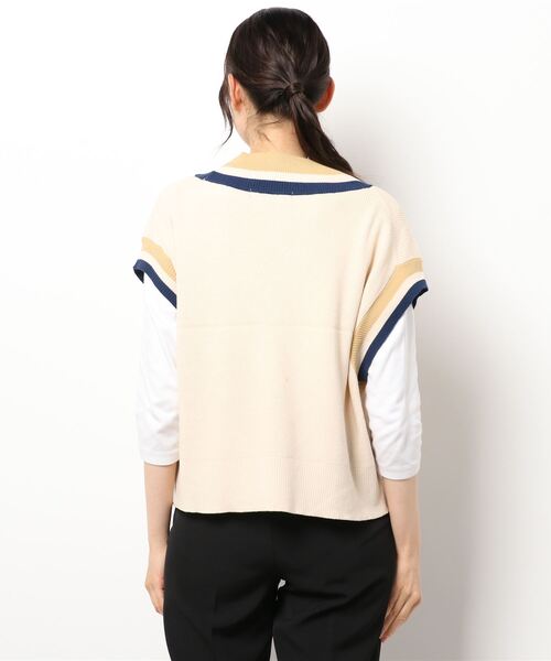 Lugnoncure（ルノンキュール）の「Vネックベスト（ベスト・レディース・ブラウン/グレー/オフホワイト・ﾌﾘ-）」の5枚目の写真