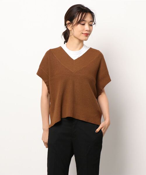 Lugnoncure（ルノンキュール）の「Vネックベスト（ベスト・レディース・ブラウン/グレー/オフホワイト・ﾌﾘ-）」の6枚目の写真